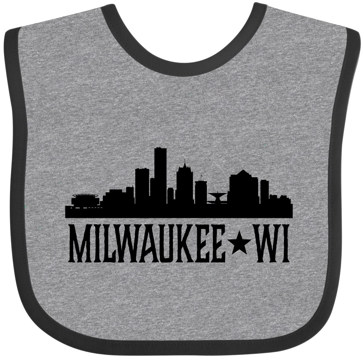 Inktastic Milwaukee Wisconsin City Skyline Baby Bib - Soft Cotton Drool Bib for Infants & Toddlers - Perfect for Feeding, Teething, and Everyday Use
