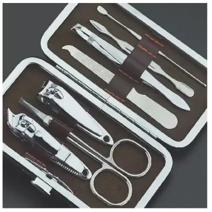 SKENTERPRISES 7-in-1 Professional Manicure Kit - Stainless Steel Nail Clipper, Cuticle Nipper, Nail File & More - Complete Nail Care Set for Home & Salon Use - Perfect for Travel, Gifts & DIY Manicures