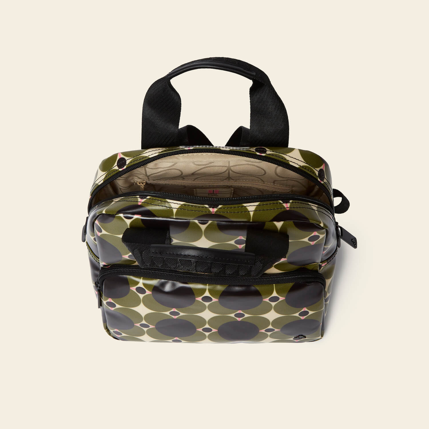 Mini Lotta Backpack - Atomic Flower Khaki Design | Lightweight & Durable Daypack for Women | Perfect for School, Travel & Outdoor Adventures