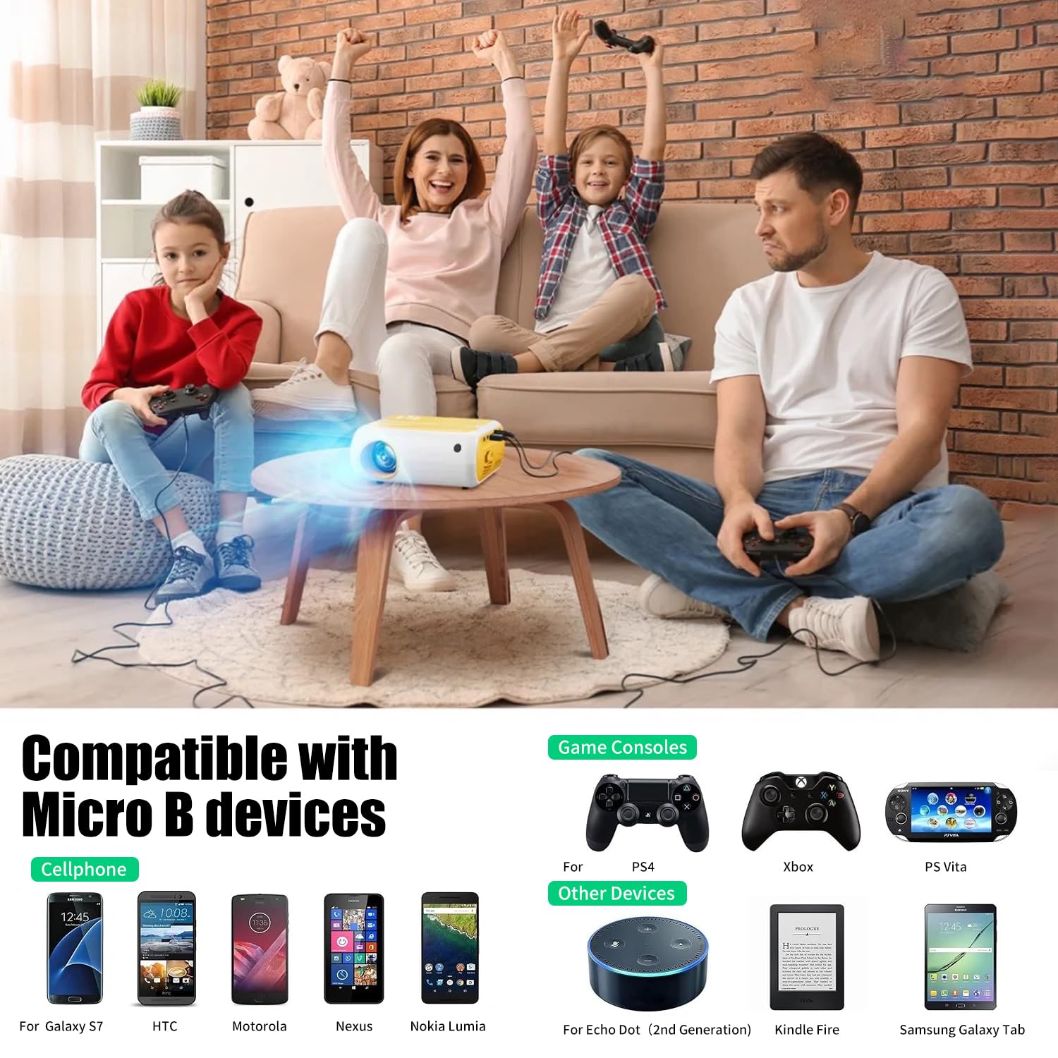 PS4 Controller Charger, Fast Charging Cable for Sony Playstation Wireless Controller, PS4 Pro, PS4 Slim, Xbox One, Dual Shock 4, Fire HD, Camera, TV Stick - 3m Black - Perfect for Gaming, Streaming & Device Charging