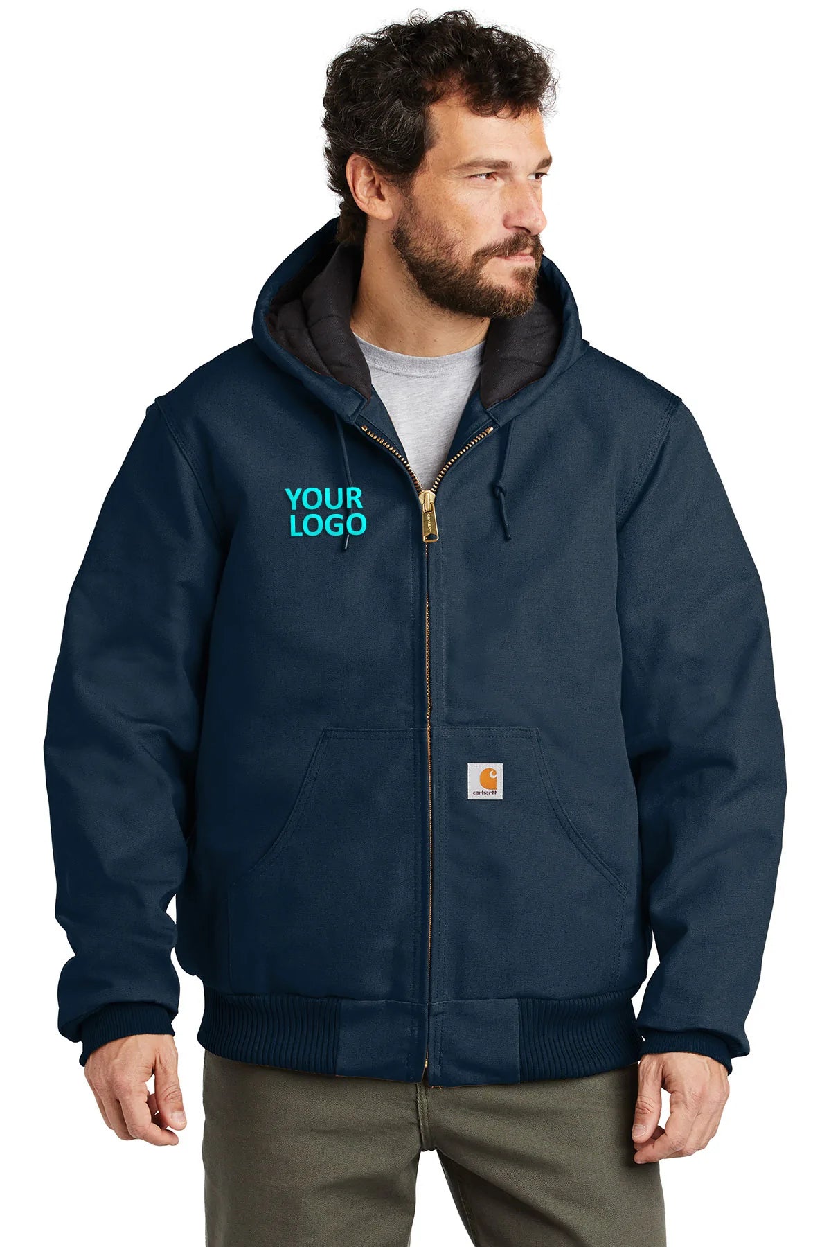 Carhartt Flannel Lined Duck Custom Jackets for Men - Dark Navy Workwear for Outdoor & Construction Use