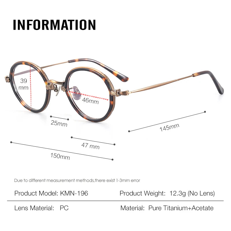 Aror Unisex Full Rim Big Round Titanium Acetate Eyeglasses 494196 - Lightweight & Durable Frame for Reading, Driving & Fashion (Men & Women)