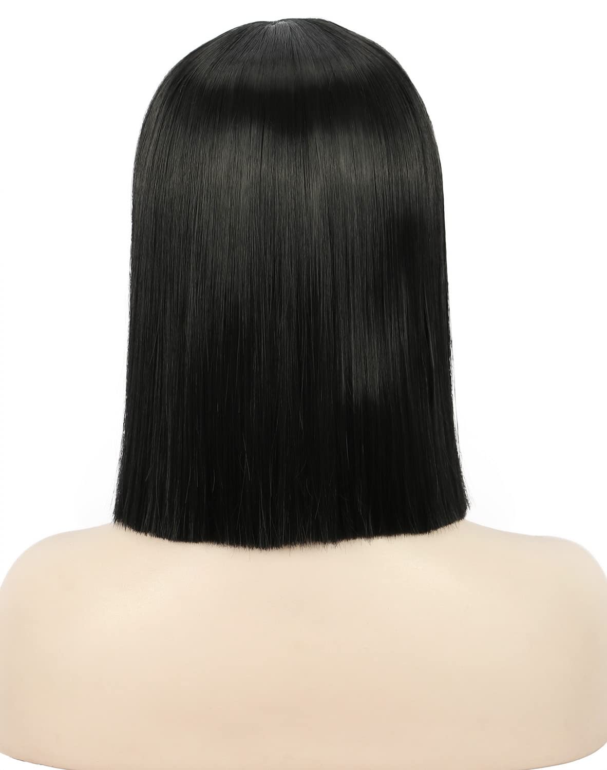 Karlery Straight Short Hair Bob Wig with Flat Bangs - Synthetic Wig for Women, Natural Look Like Real Hair (Black) - Perfect for Cosplay, Halloween, Daily Wear & Fashion Styling