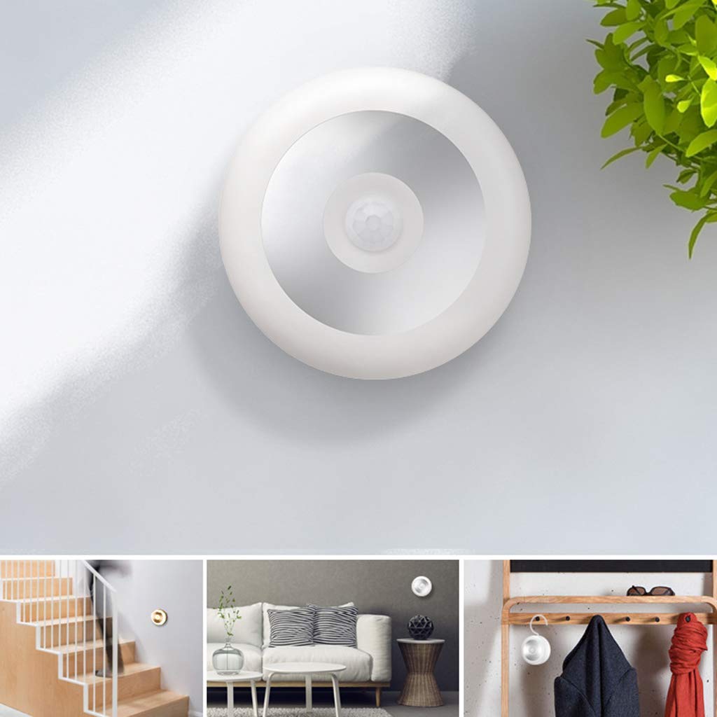 Smart LED Human Body Induction Wall Light - White Indoor Magnetic Motion Sensor Night Light for Hallway, Bedroom, Bathroom & Staircase Lighting