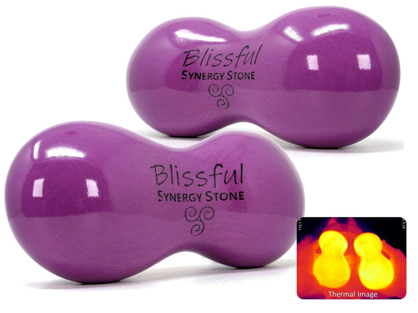 Amethyst Hot Stone Massage Set of 2 - Therapeutic Synergy Stones for Muscle Tension Relief & Relaxation - Ultra-Smooth Contoured Design for Skin or Clothes - Perfect for Spa, Home Therapy & Stress Relief