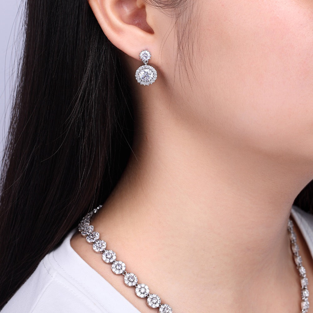 Top Quality Cubic Zirconia Bridal Wedding Necklace & Earrings Set CN10066 - Perfect for Brides, Bridesmaids, and Formal Occasions