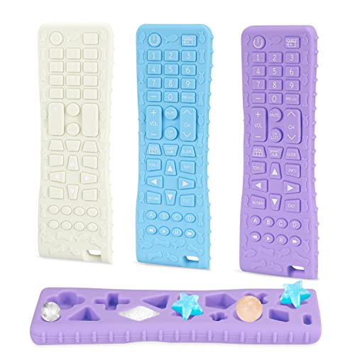 FTUREERA 3 Pack Silicone Baby Teething Toys for 6-12 Months - Remote Control Shaped Teethers for Boys & Girls - Soothe Gum Discomfort - Perfect for Home, Travel & On-the-Go Relief