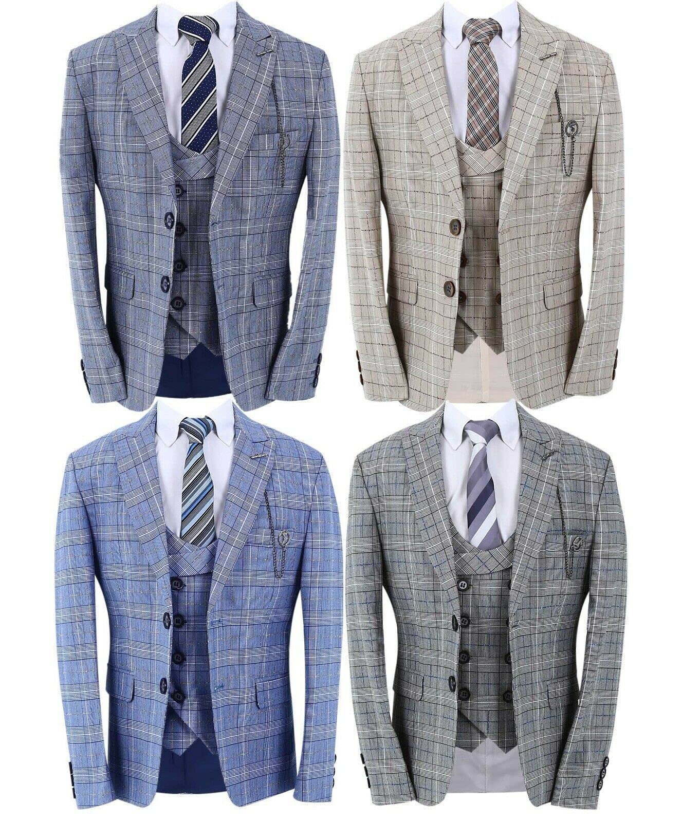 Boys Slim Fit 3-Piece Suit Set for Wedding, Prom, Party & Special Occasions | Formal Blazer, Vest & Pants Outfit for Teen Boys Birthday Dinner & Events