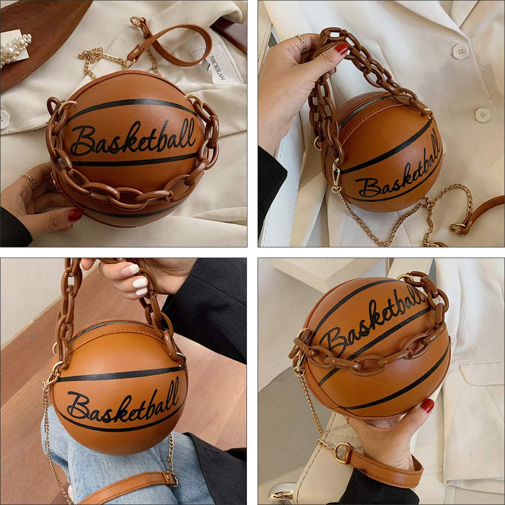 Basketball Shaped Shoulder Bag - Leather Crossbody Purse for Sports & Travel