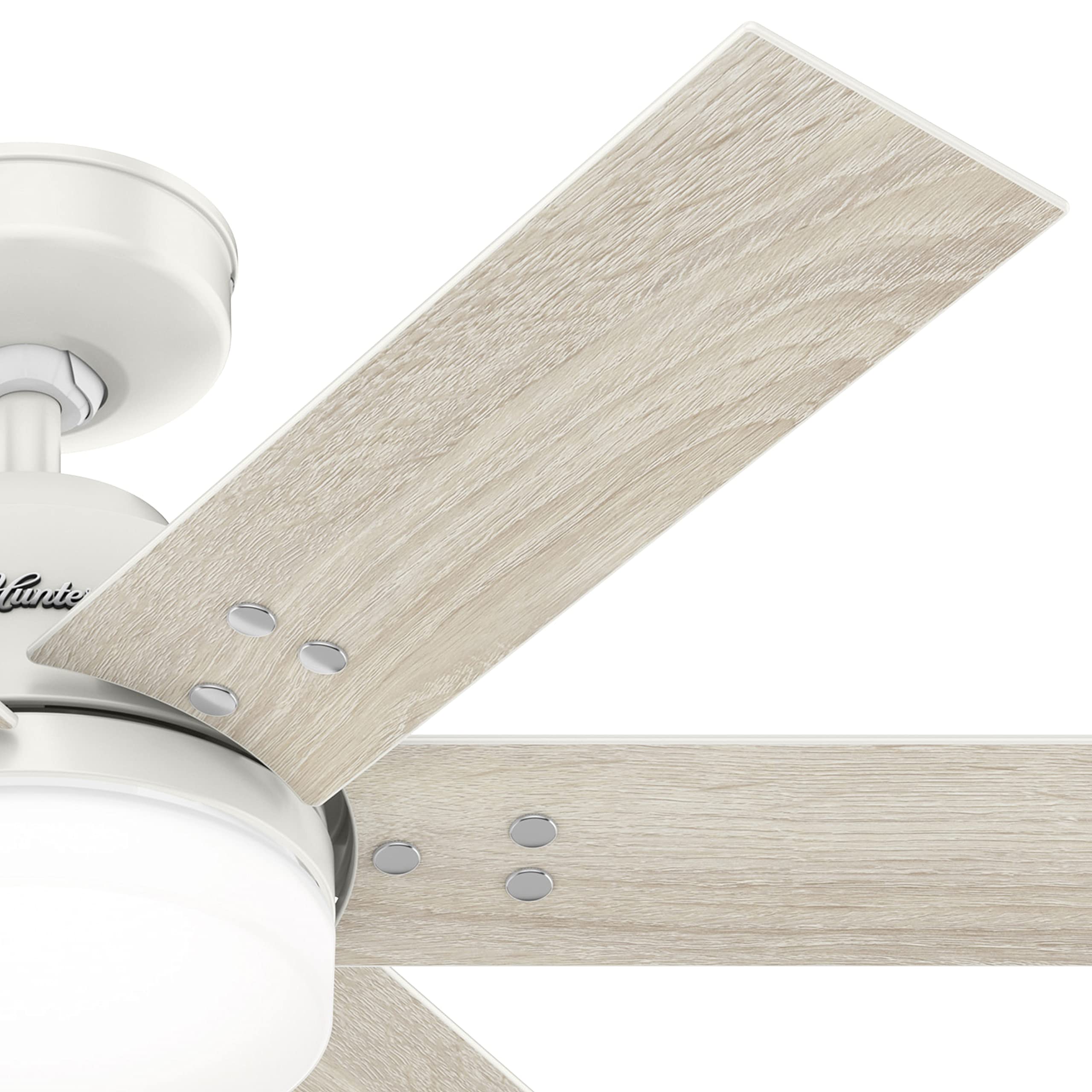 Hunter Fan 44 Inch White Indoor Ceiling Fan with Light Kit & Remote Control - Energy Efficient Quiet Blades for Bedroom, Living Room & Office (Renewed)