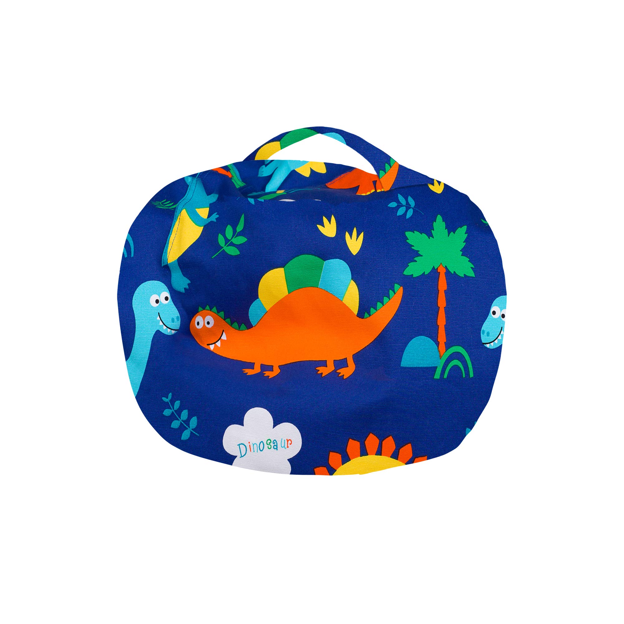 Posh Kids Stuffed Animal Storage Bean Bag Chair Cover - Dinosaur Toy Organizer for Children, Medium (27 Inches) - Blue Canvas Fabric | Perfect for Playroom, Bedroom & Nursery Organization