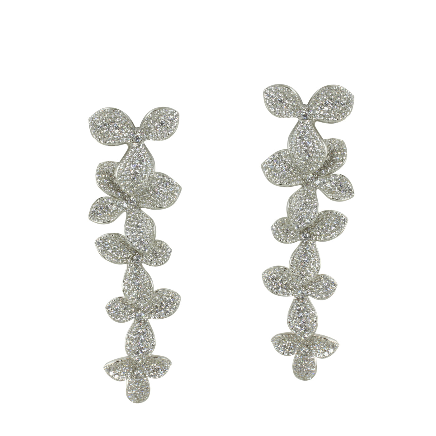 Pave Flower Drop Earrings - Elegant Floral Dangle Earrings for Women | Perfect for Weddings, Parties & Everyday Wear