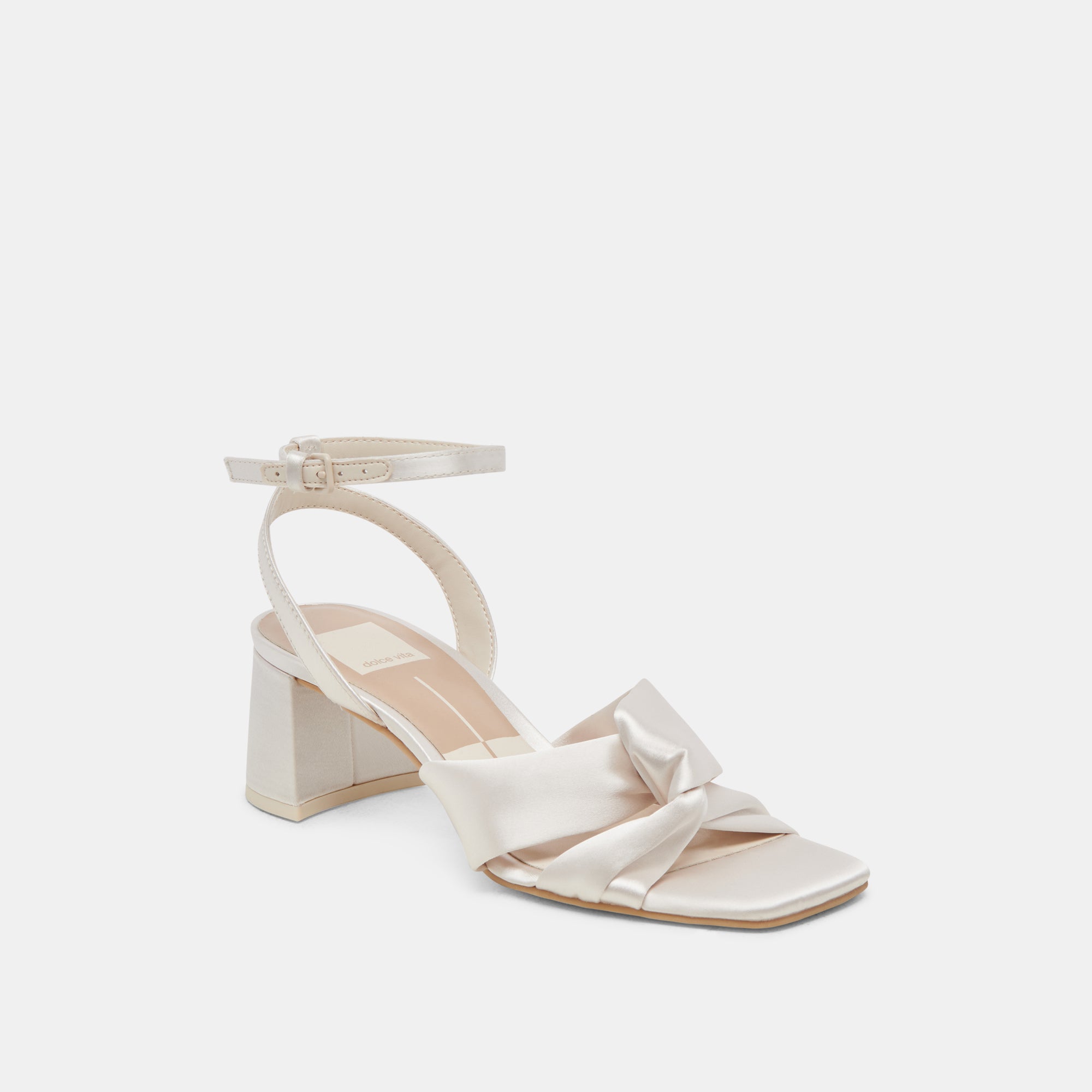 BRENNA Women's Wide Heels in Ivory Satin - Elegant Comfort for Weddings, Parties & Special Occasions