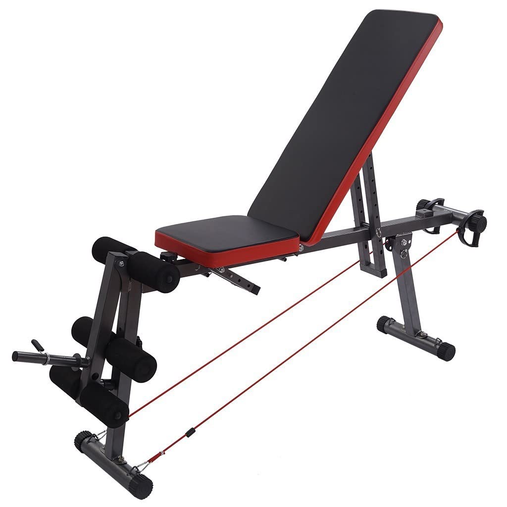 Adjustable Folding Sit Up Bench - Portable Abdominal Workout Equipment for Home Gym, Strength Training & Core Exercise - Perfect for Men & Women - Ideal for Small Spaces & Full Body Workouts (Black)
