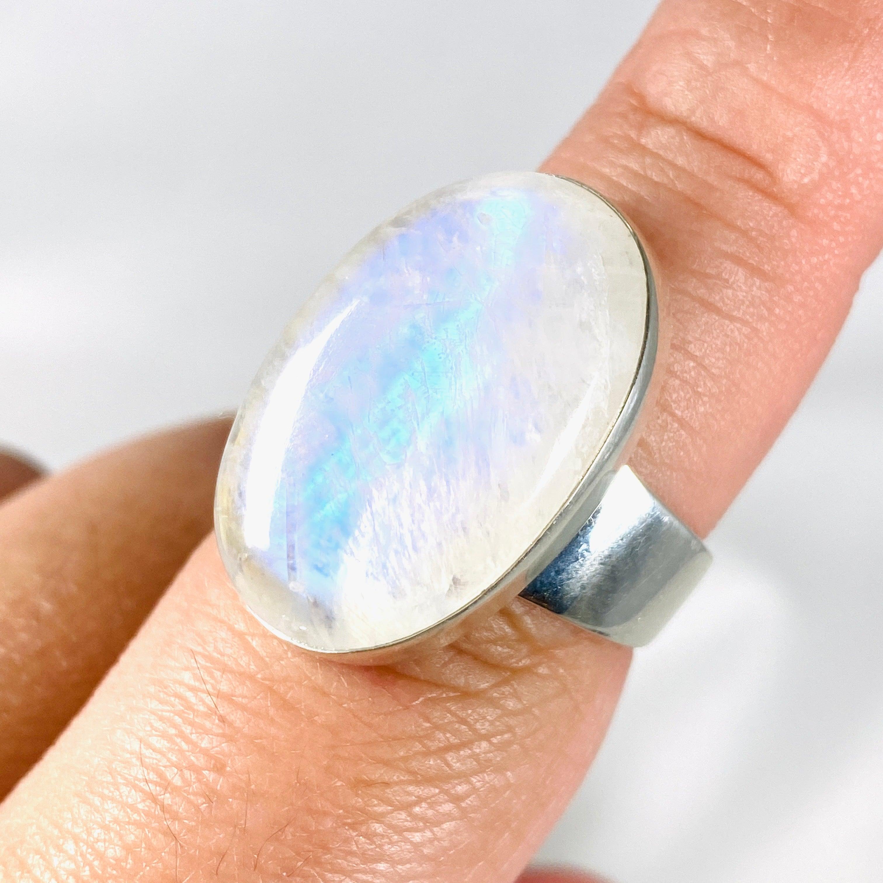 Moonstone Oval Ring Size 9 - Sterling Silver Gemstone Jewelry for Women | Perfect for Weddings, Parties & Everyday Wear