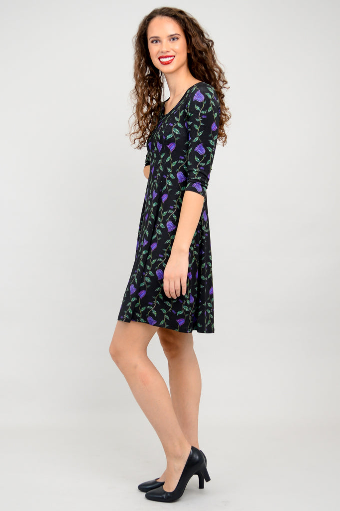 Callie 3/4 Sleeve Floral Dress - Bamboo Fabric - Perfect for Summer Outings & Beach Vacations