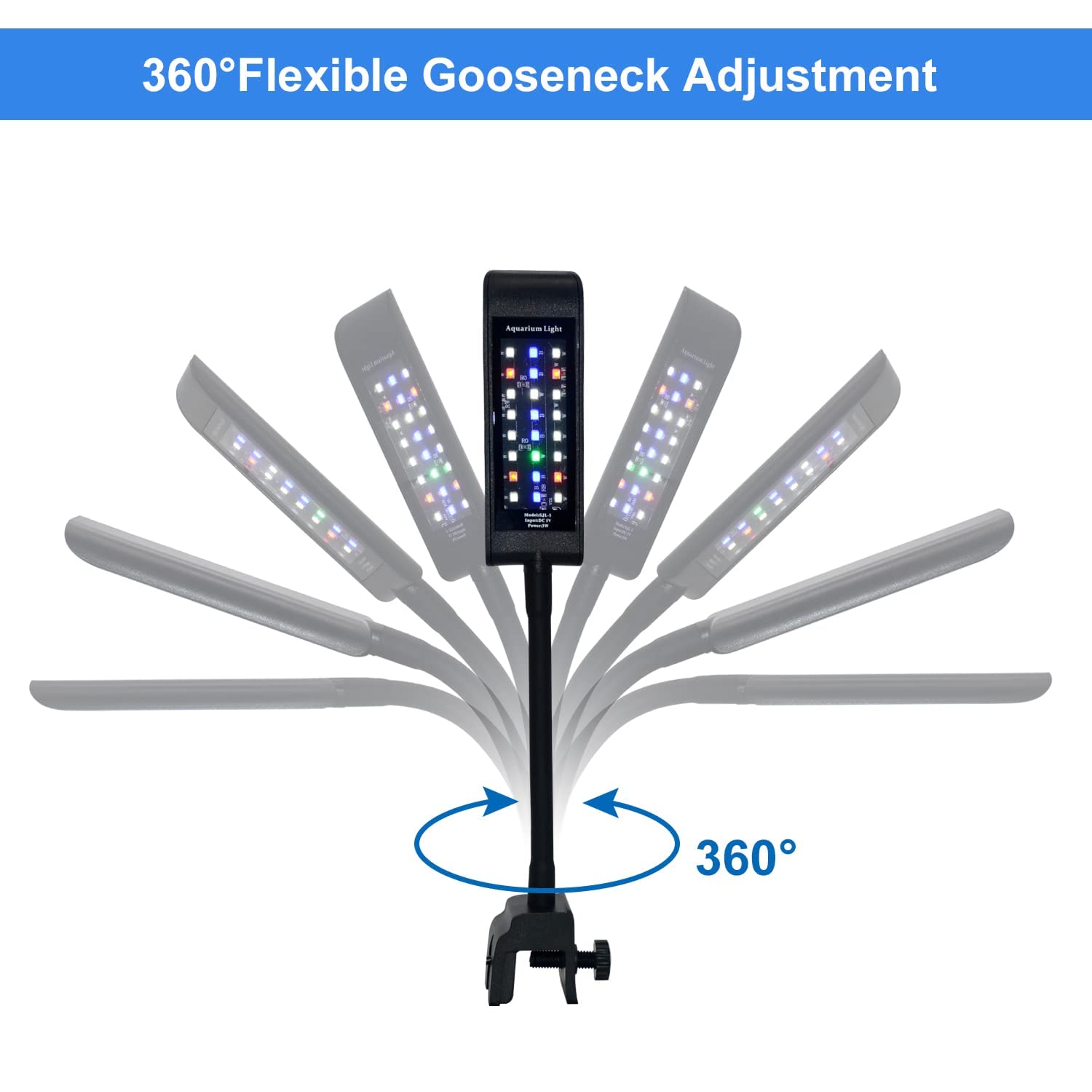 VARMHUS 4.8W LED Aquarium Light - Fish Tank Light with Full Spectrum for Aquatic Plants (Black) | Perfect for Freshwater & Saltwater Tanks, Planted Aquariums & Coral Reefs