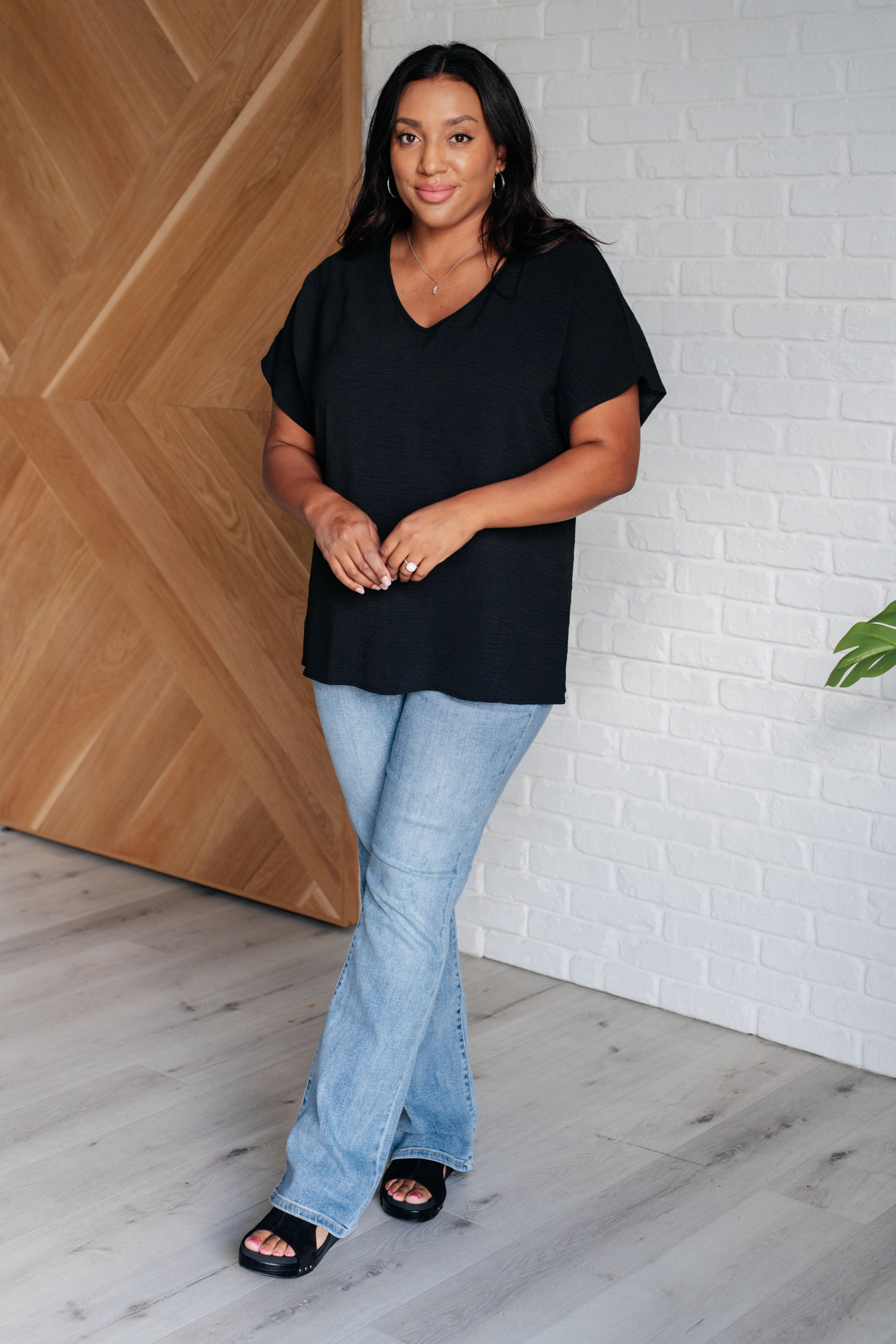 Black V Neck Top for Women - Comfortable & Stylish FAQ T-Shirt - Perfect for Casual Wear, Work & Everyday Outfits