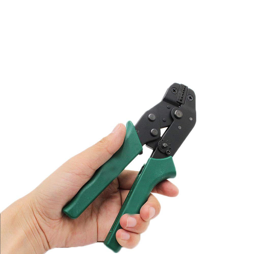 Professional Non-Insulated Terminal Crimping Pliers with Adjustable Pressure Button - Wire Crimper, Stripper, and Cutter Tool for Electrical Wiring, Automotive Repair, and DIY Projects