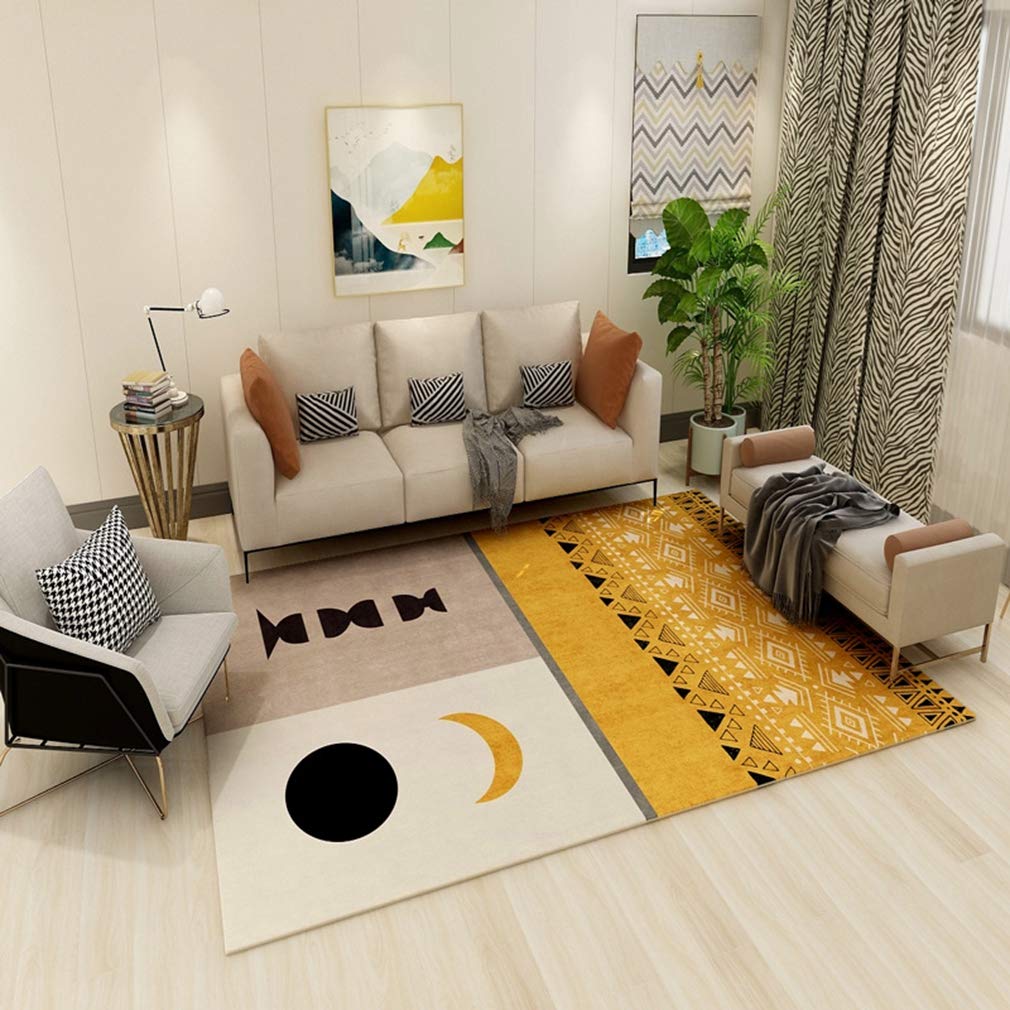 Soft Abstract Art Area Rug - 6.5'x9.2' Fleece Non-Slip Living Room Carpet for Kids, Nursery & Bedroom | Modern Nordic Indoor Outdoor Runner Mat for Home Decor, Perfect for Crawling Play & Cozy Spaces