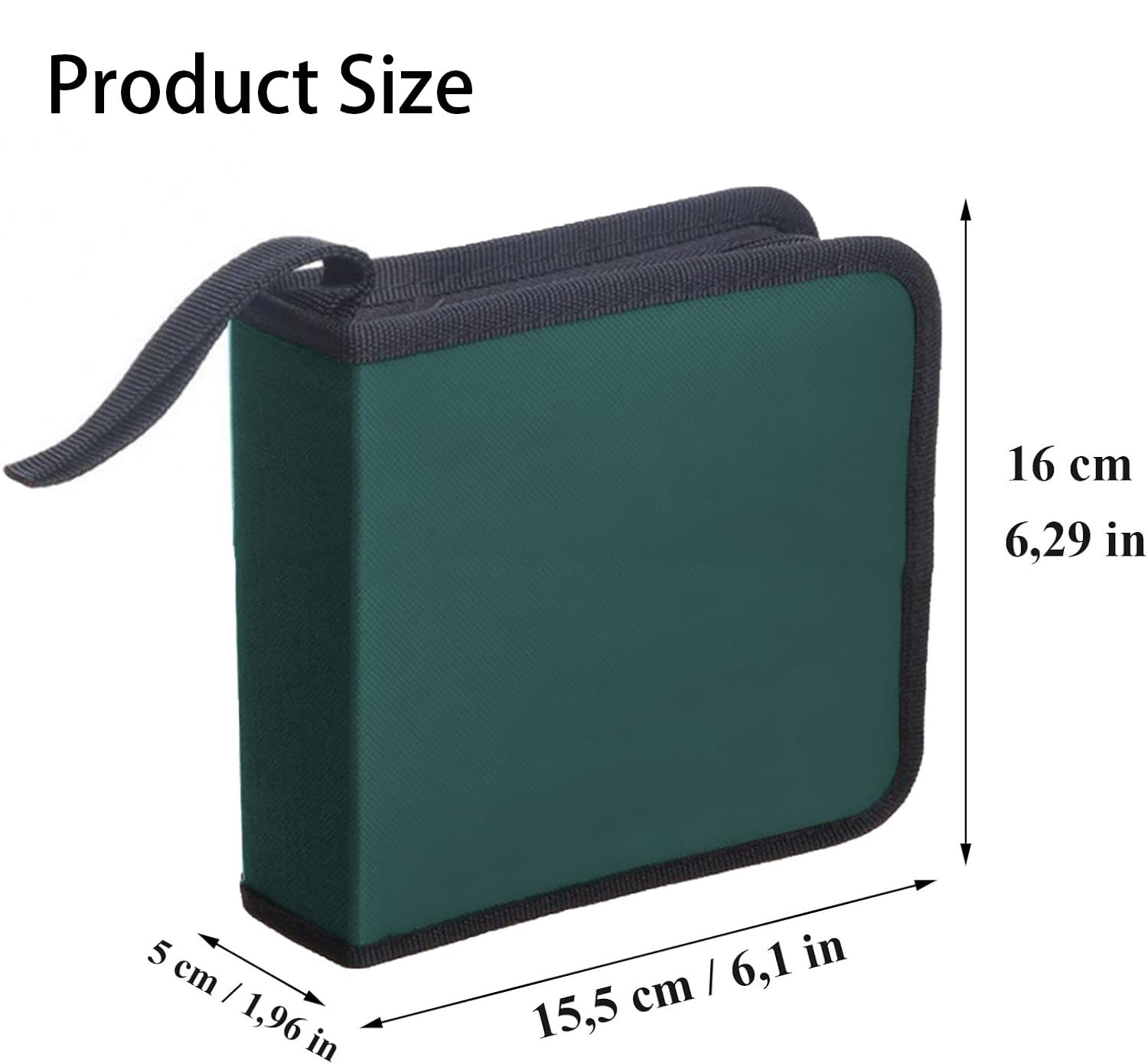 Yitobici Zippered Nylon CD DVD Storage Pouch - Home & Car Organizer (Green)