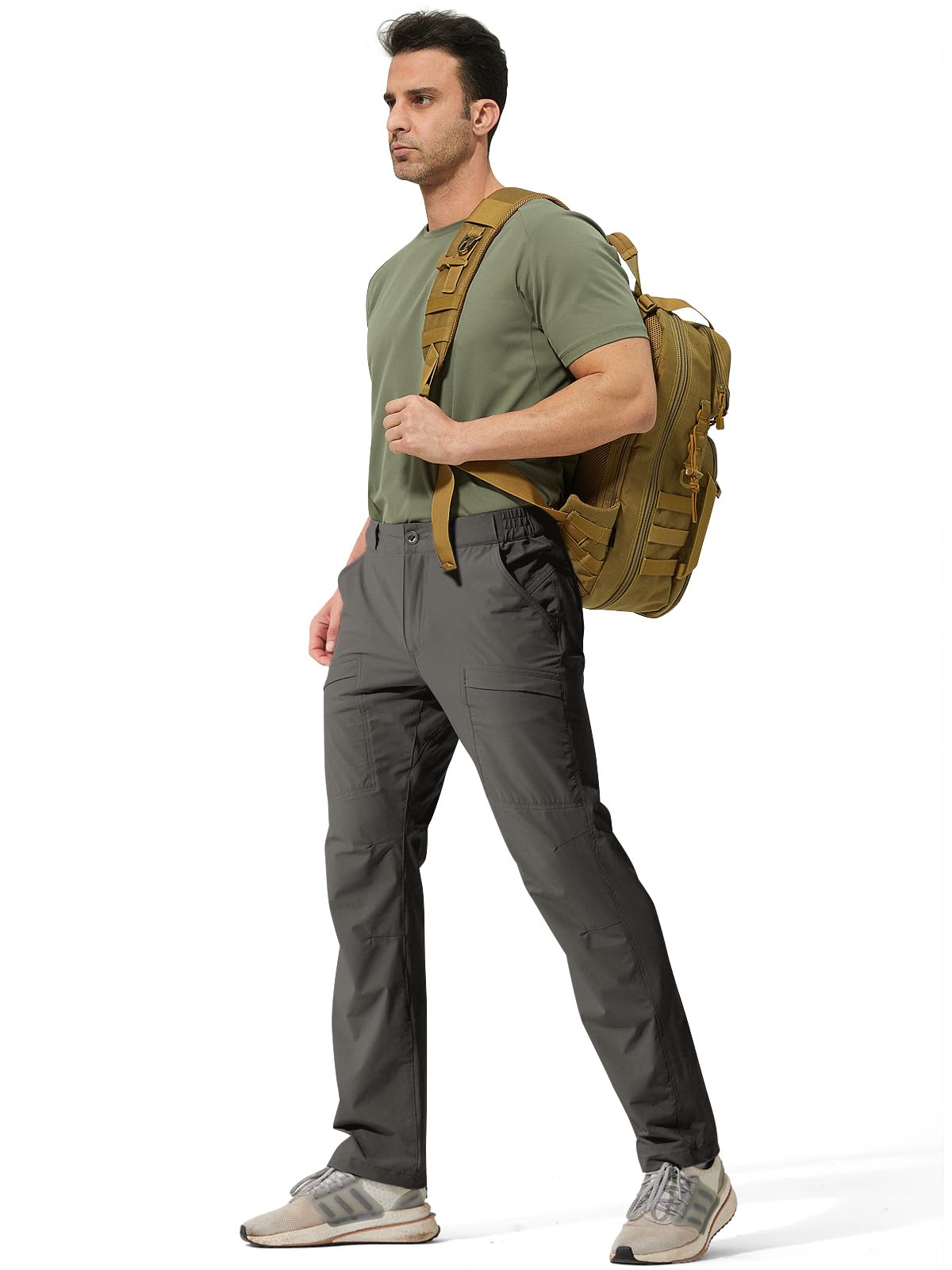 FREE SOLDIER Men's Outdoor Cargo Hiking Pants with Belt - Lightweight Waterproof Quick Dry Tactical Pants (Nylon Spandex) for Camping, Hiking & Outdoor Adventures