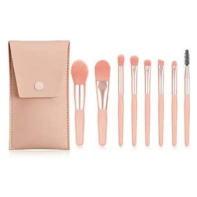 SHOPCASH 8PCS Mini Makeup Brush Set with Travel Case - Perfect for On-the-Go Makeup Application & Professional Makeup Artists