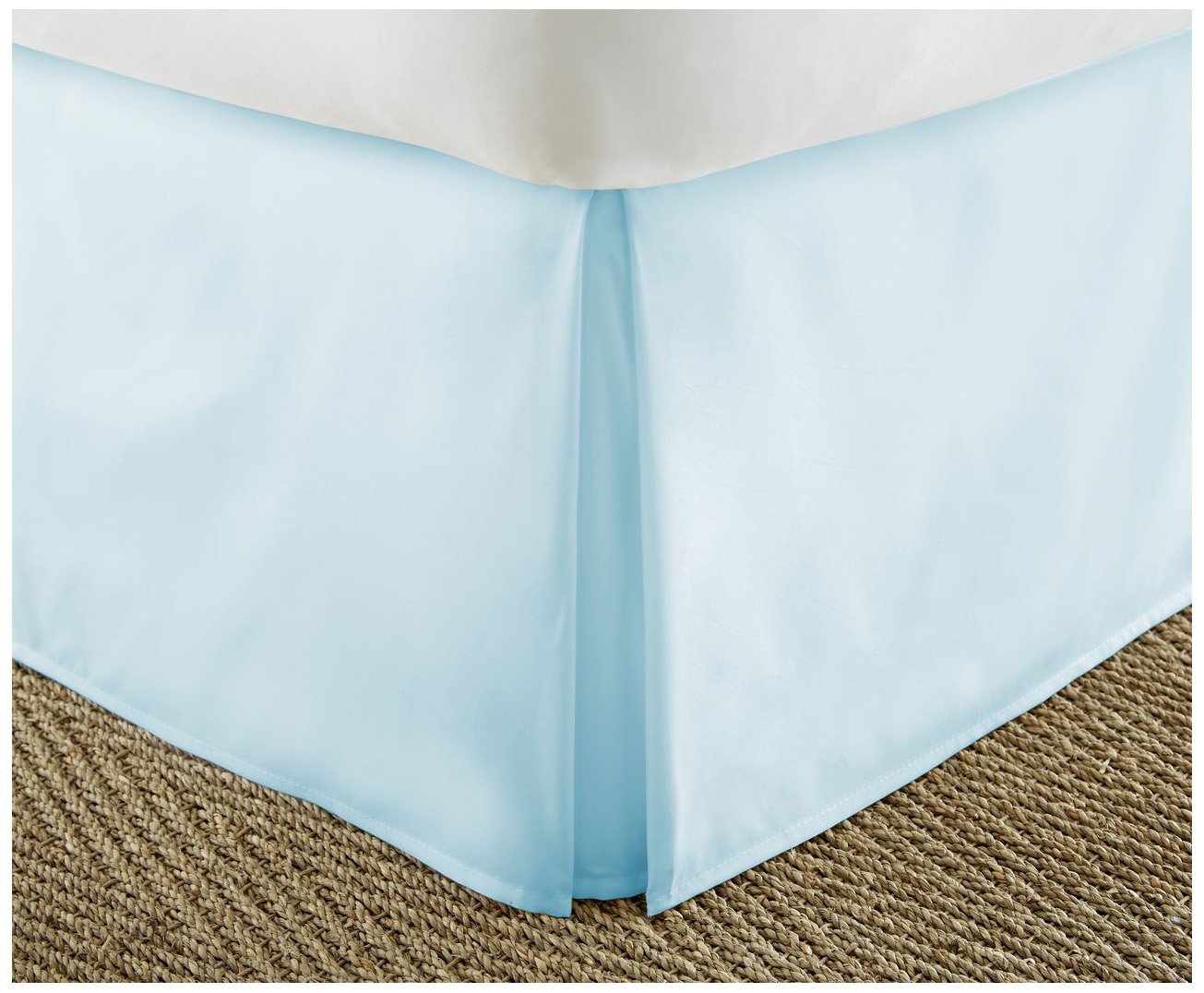 iEnjoy Home IEH-BEDSKIRT-Queen-Aqua Pleated Bed Skirt for Queen Size Beds - Soft Aqua Blue Dust Ruffle with 15