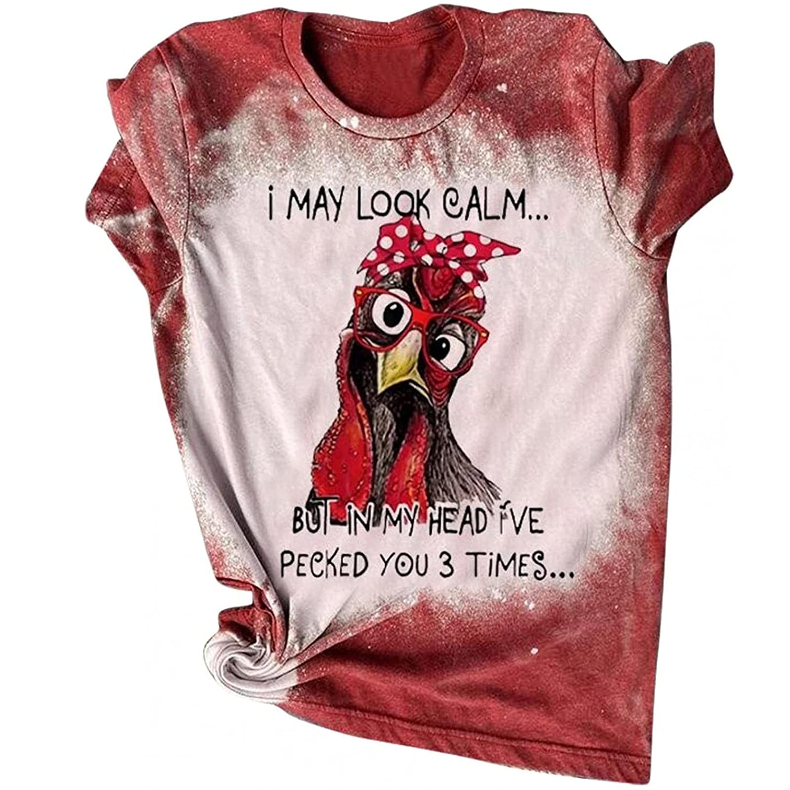 Funny Rooster Print Thanksgiving T-Shirts for Women - Trendy Short Sleeve Casual O-Neck Gradient Tops | Perfect for Family Gatherings, Holiday Parties & Festive Outfits