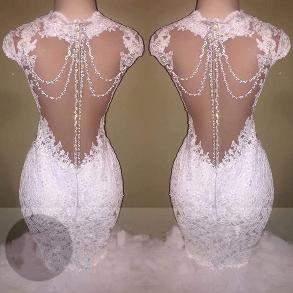Elegant Mermaid Wedding Dresses for Bride - Long Lace Beaded V-Neck Bridal Gowns for Women | Perfect for Beach, Church, and Formal Wedding Ceremonies