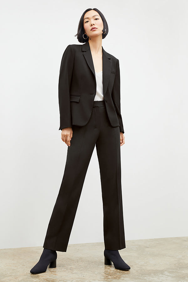 Smith Straight Trouser Washable Wool Twill Pants for Men - Classic Black Dress Pants for Office, Business & Formal Occasions