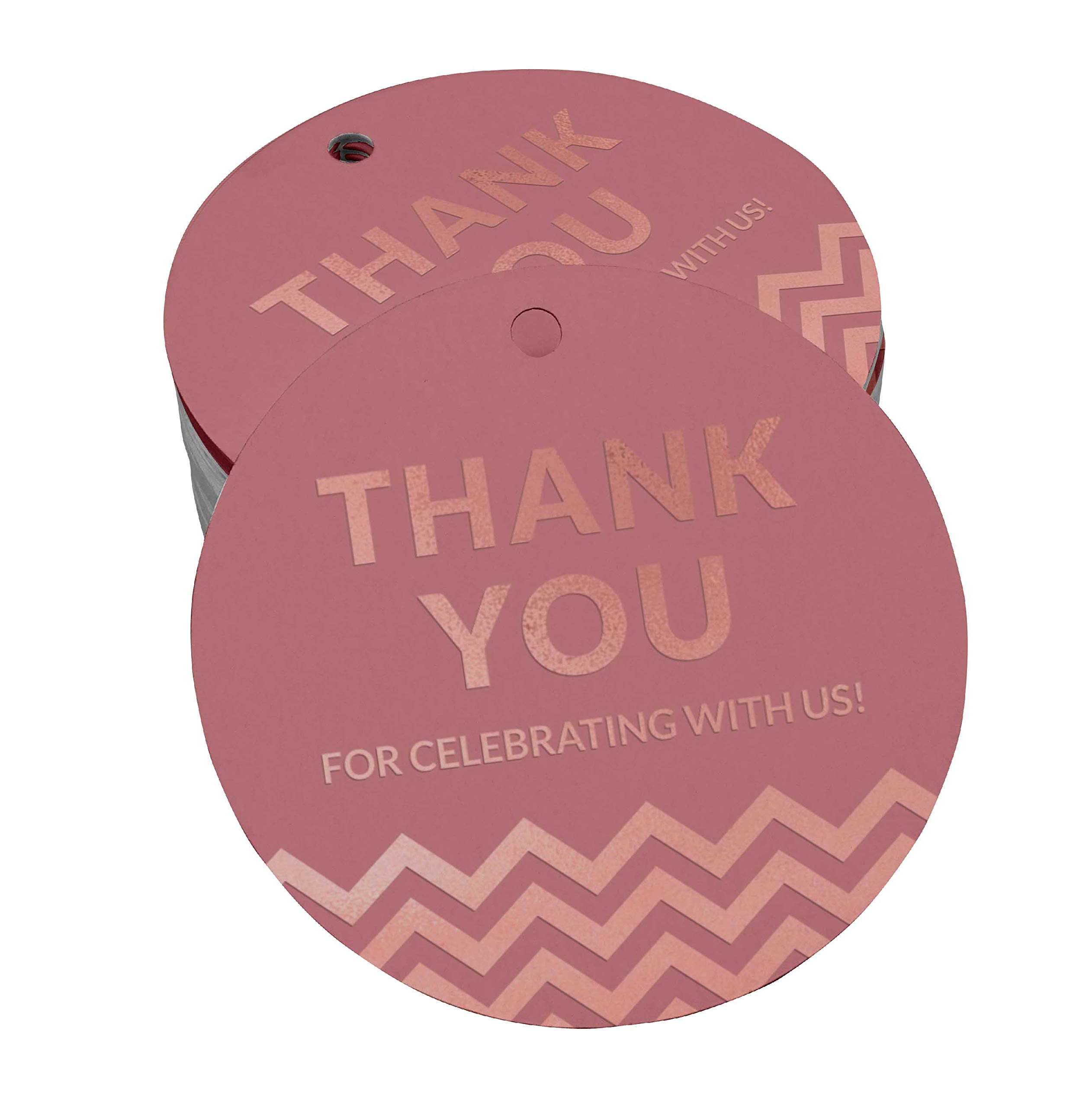 50PCS Rose Gold Foil Thank You Tags for Bridal Shower, Baby Shower, Wedding, Birthday & Retirement Parties - Elegant Favor Hang Tags for Celebration Decorations