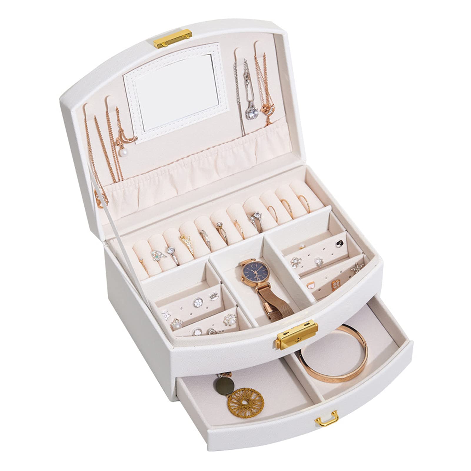 Portable Large Capacity Multi-Layer Jewelry Organizer Box - Fashion Drawer-Style Bracelet & Ring Storage Case for Home | Eco-Friendly Travel Jewelry Box for Women | Perfect for Home Decor, Gift Giving & Travel Organization