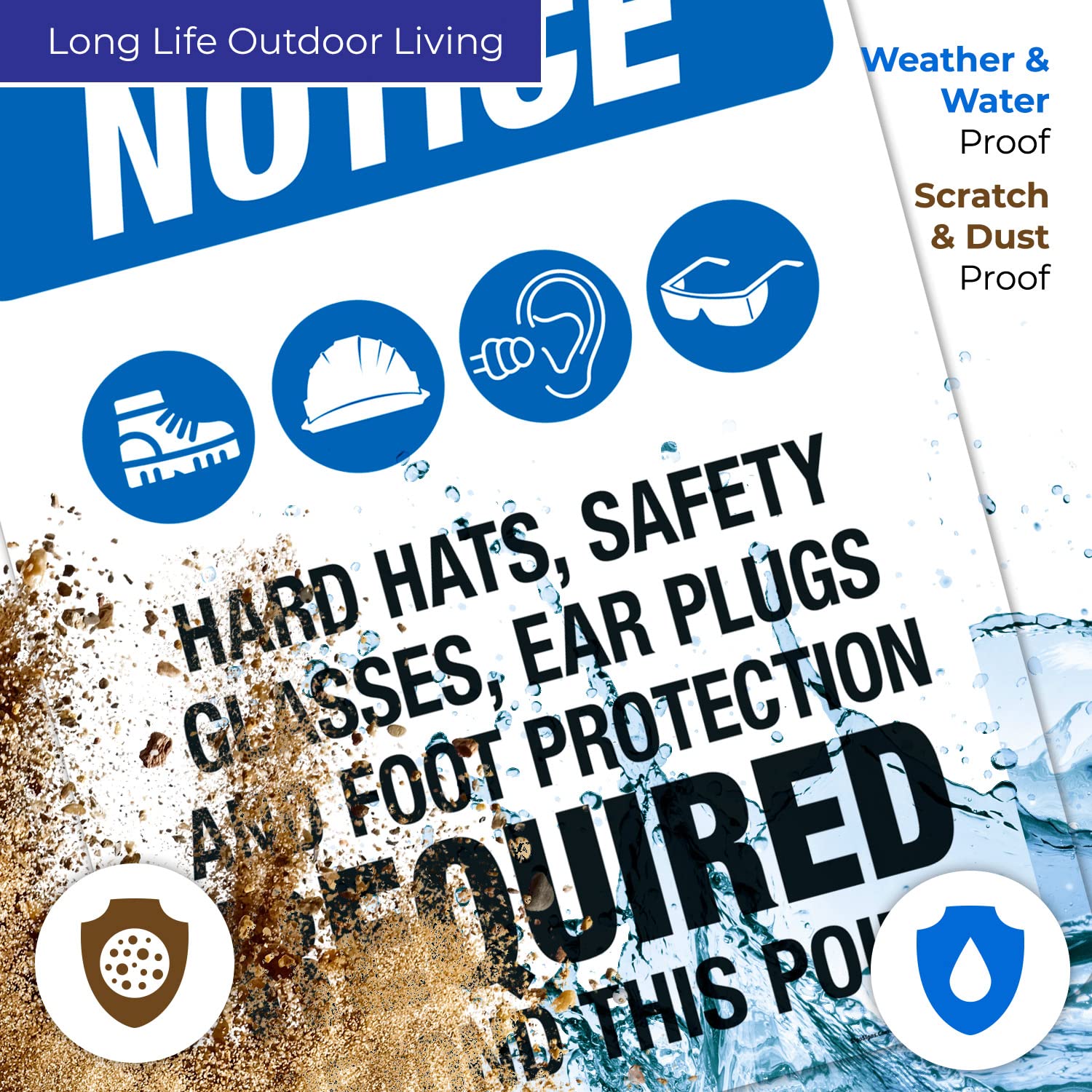 OSHA Compliant Safety Signs - Sigo Signs 'Hear Hats Safety Glasses Ear Plugs Foot Protection Required' 24x30 Inch Aluminum Sign | Rust-Free .063 Aluminum, Fade Resistant for Indoor/Outdoor Use | Made in USA | Perfect for Construction Sites, Factories & Workplaces