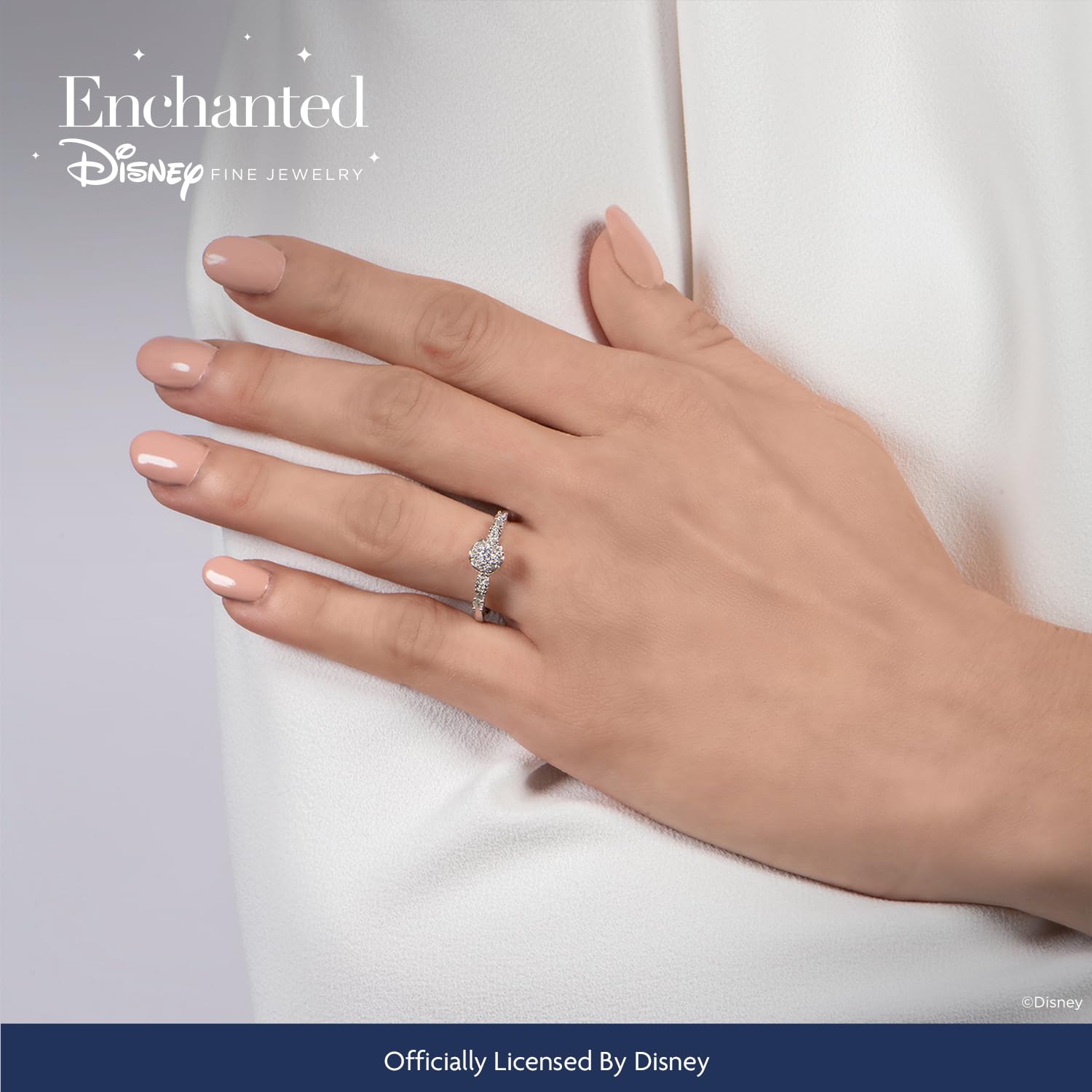 Jewelili Enchanted Disney Sterling Silver Cinderella Ring with 1/4 Carat Diamond - Elegant Fashion Jewelry for Women, Perfect Gift for Birthday, Anniversary & Special Occasions