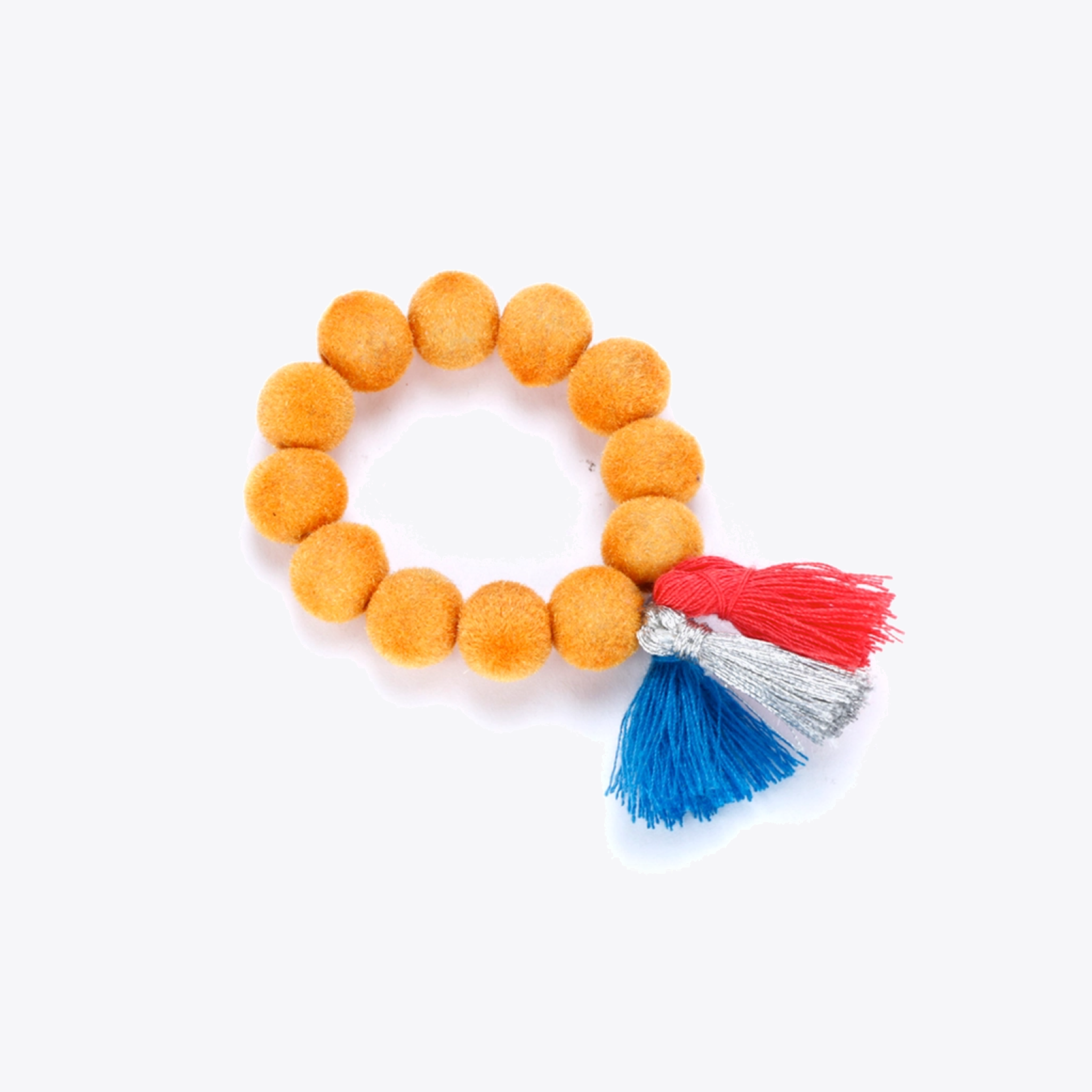 Orange Fuzzy Bead Bracelet for Women - Trendy Stretchy Elastic Handmade Jewelry for Casual Wear, Boho Style & Everyday Fashion Accessories