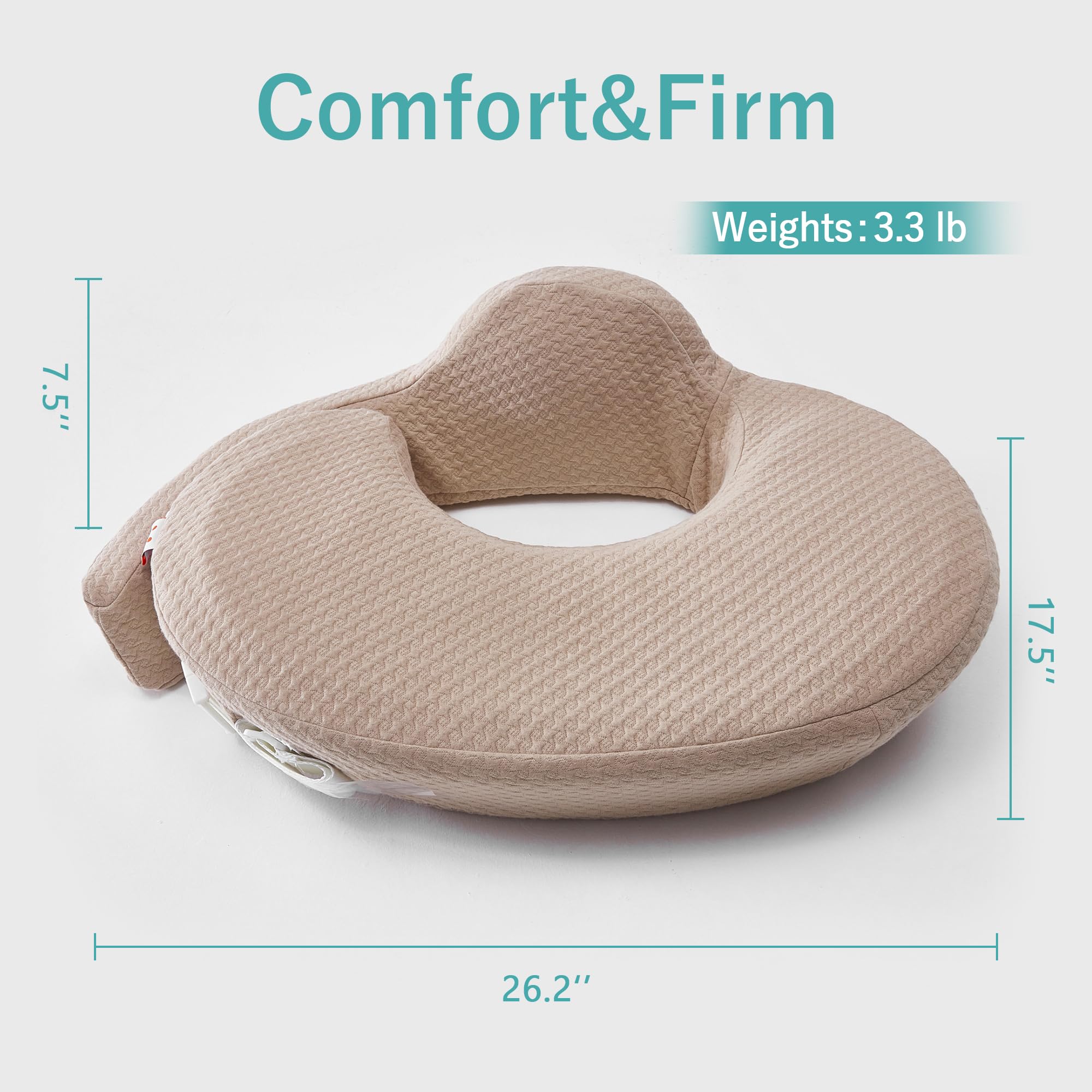 **Ergonomic Nursing Pillow for Breastfeeding – Waterproof Lining, Removable Pillowcase & Memory Foam Support – Large Comfortable Feeding Pillow (Brown) – Perfect for New Moms, Baby Bonding & Pain Relief**