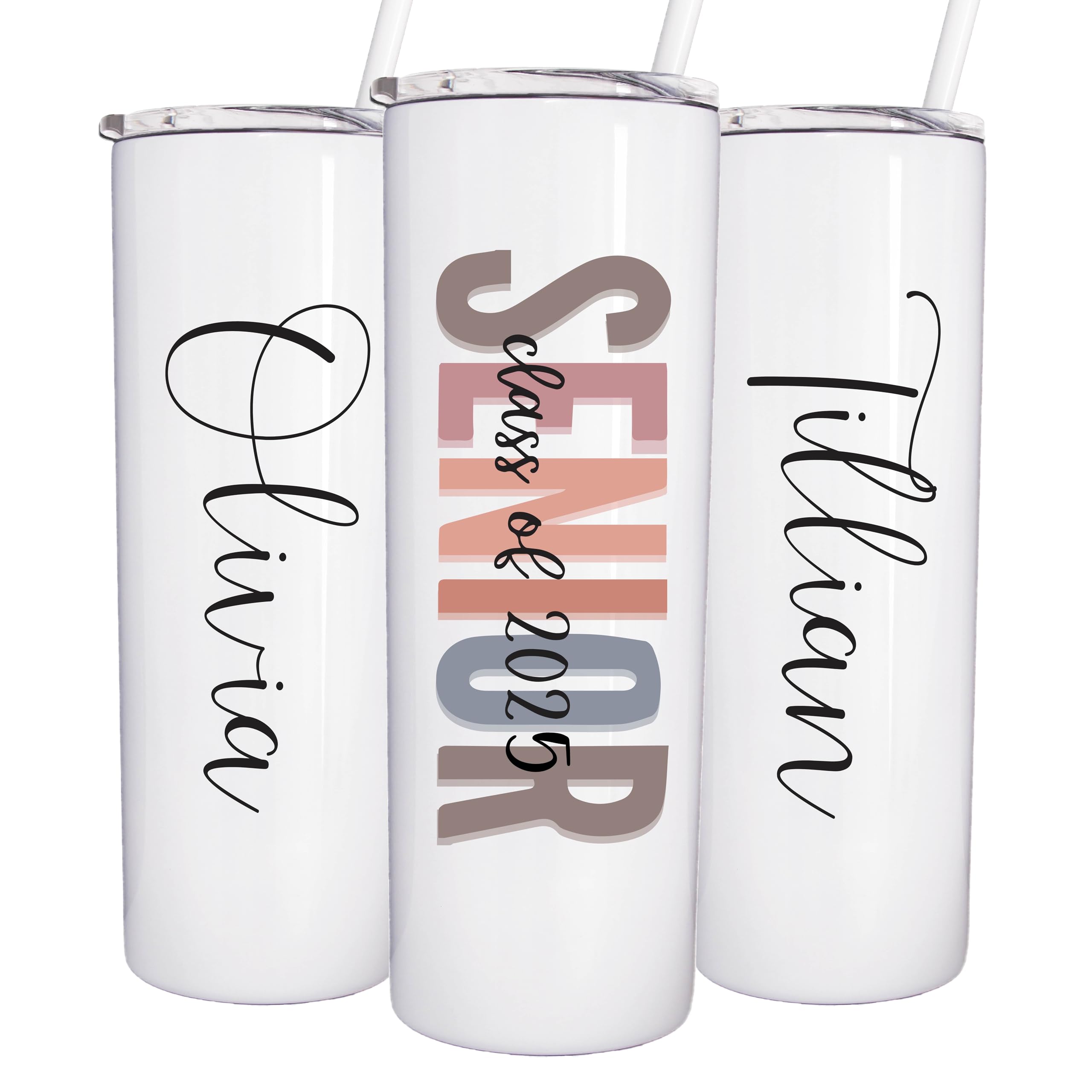 Personalized Senior Graduation Tumbler - 20oz Stainless Steel Vacuum Insulated Cup with Lid & Straw for School & Travel