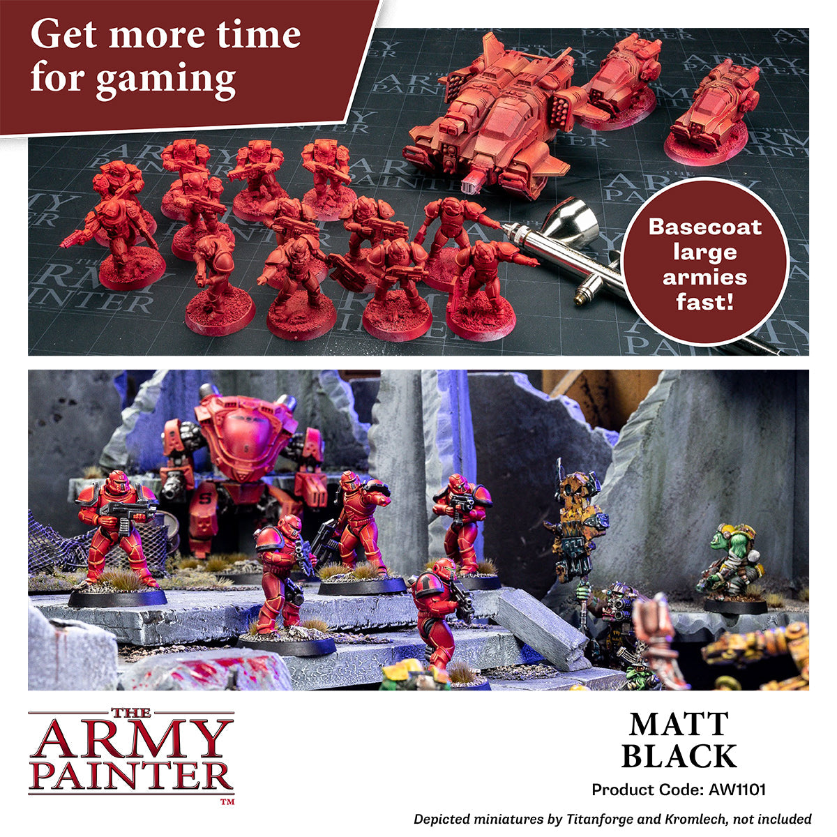 Warpaints Air Matt Black Paint - High-Quality Matte Finish for Miniatures, Models & DIY Crafts - Perfect for Warhammer, Cosplay & Tabletop Gaming