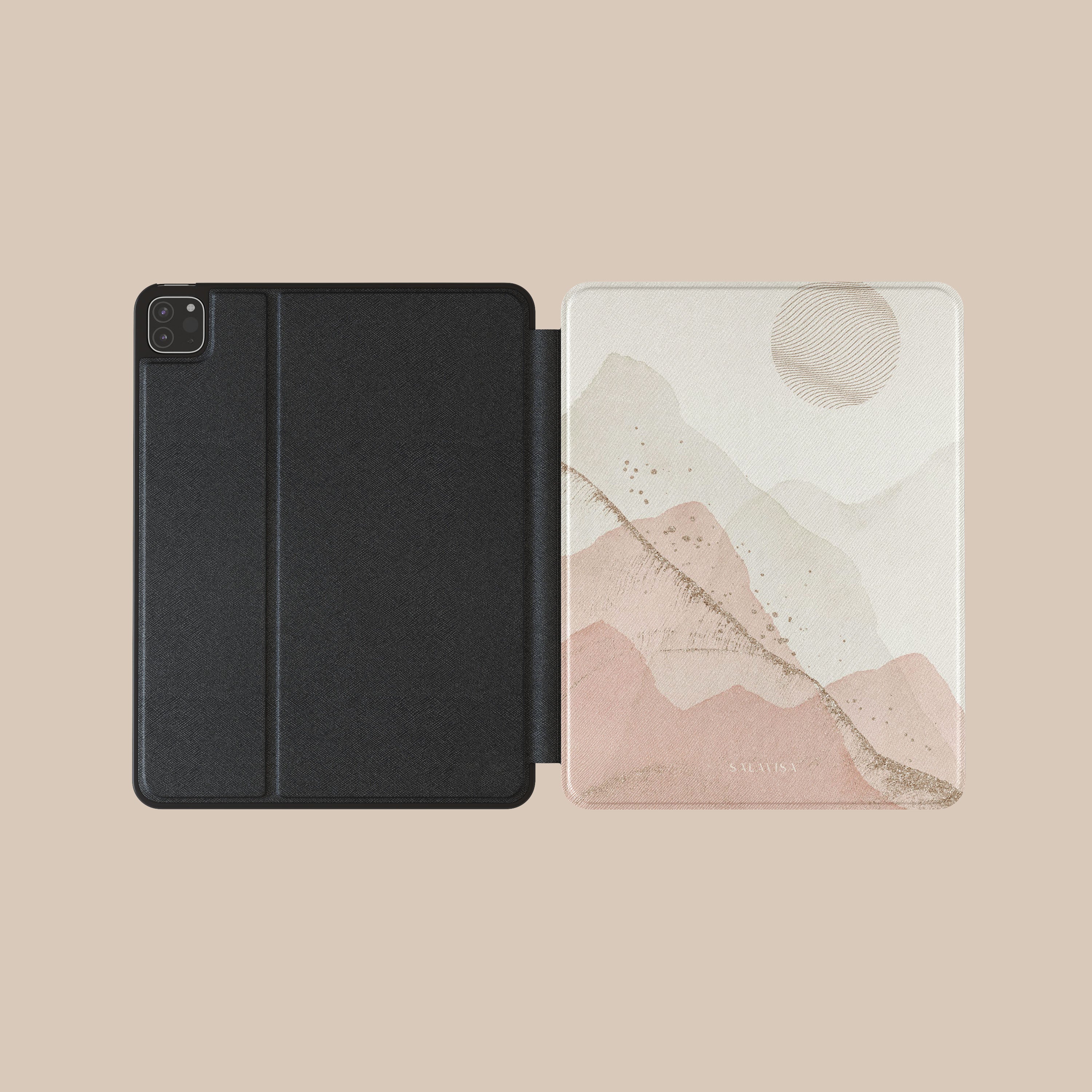 Stylish Pink & Gold Abstract iPad Case - Durable Protective Cover for iPad Air/Pro, Perfect for Work, Travel & Daily Use