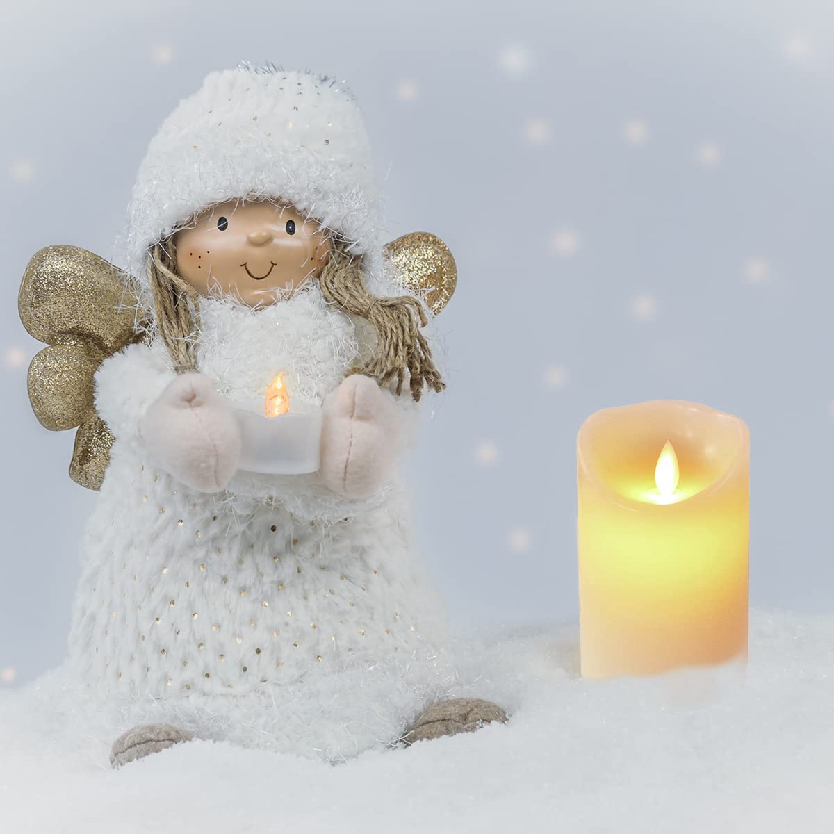 Everlasting Flameless LED Candle with Remote & Timer - Battery Operated Realistic Fake Wax Candle with Dancing Wick (3.2”D x 5”H) - Perfect for Table Centerpieces, Holiday Decorations, Weddings & Romantic Dinners