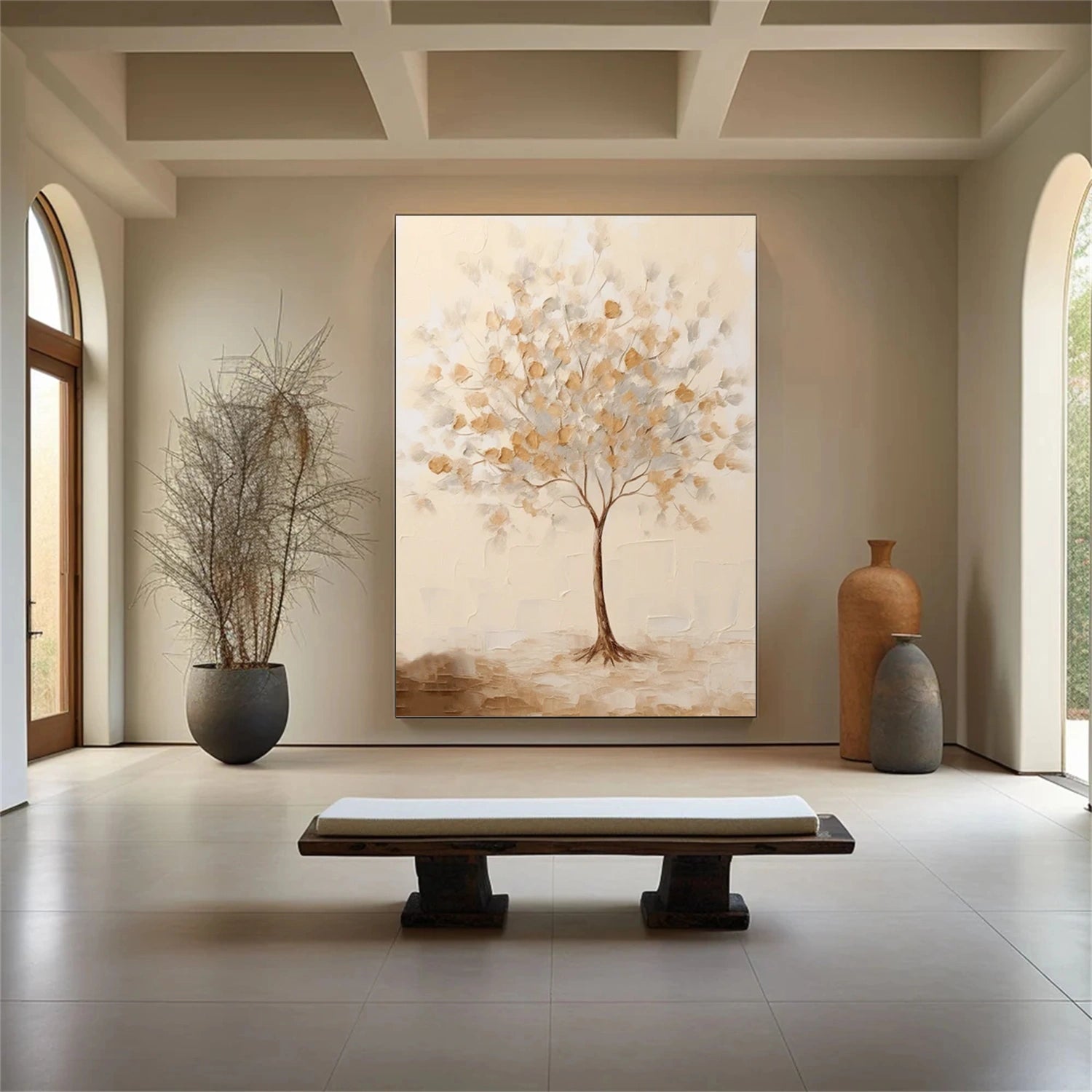 Beautiful Flower and Tree Painting #FT214 - Handmade Canvas Art for Home Decor, Office, Living Room & Bedroom Wall Decor
