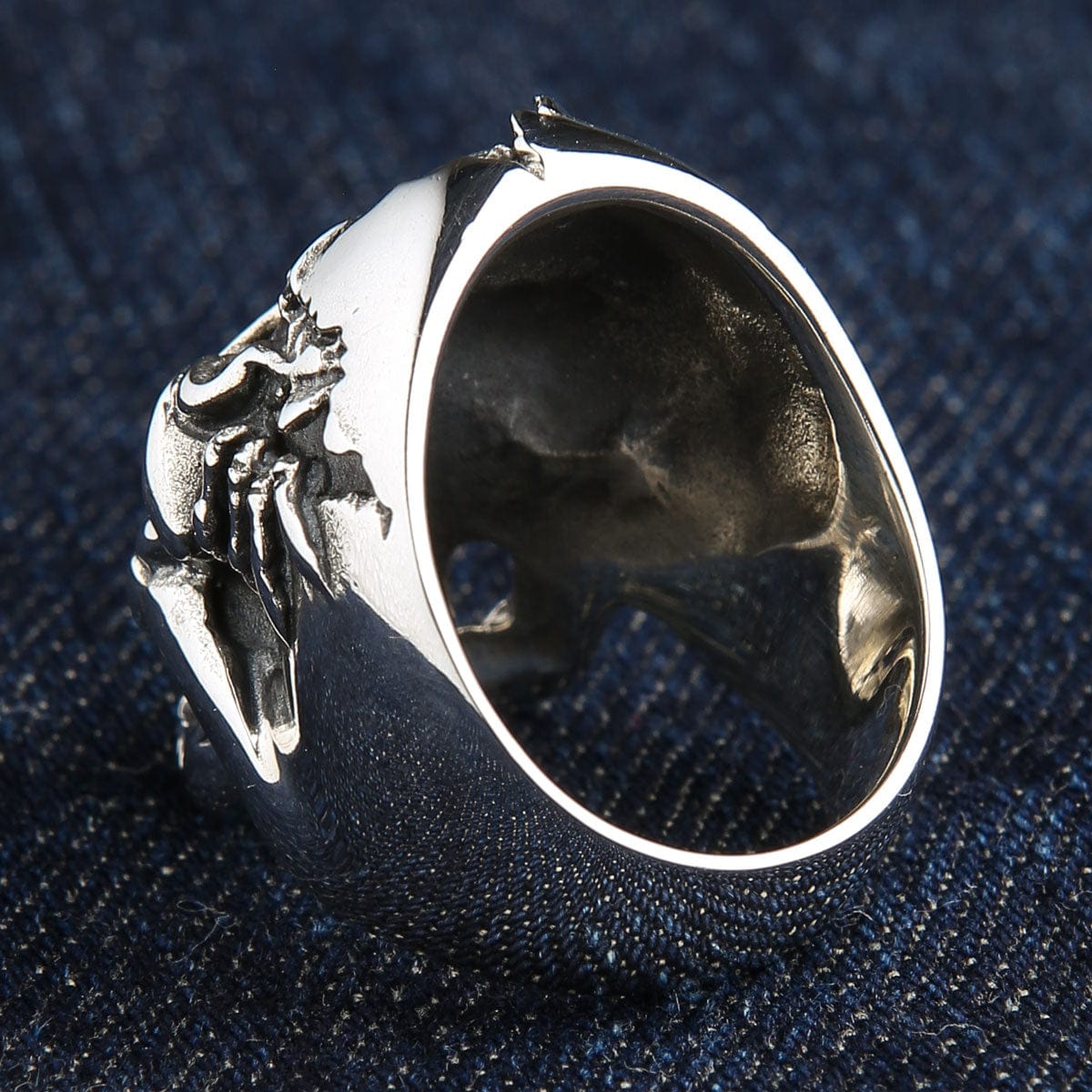 Gothic Devil Sterling Silver Skull Ring for Men & Women - Dark Fashion Jewelry for Halloween, Punk Style & Gothic Outfits