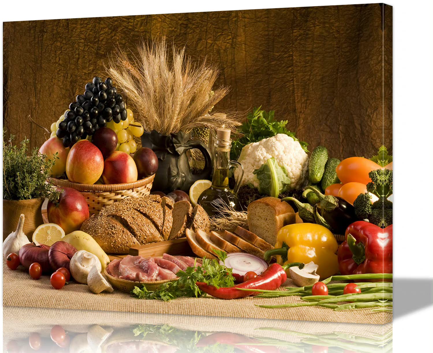 Colorful Fruit Wall Art for Kitchen & Dining Room Decor - 28''H x 40''W Canvas Print - Perfect for Farmhouse, Modern & Rustic Home Décor