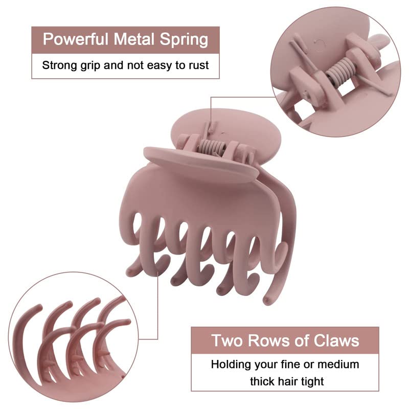 Shidara Small Matte Double Row Jaw Hair Clips for Women & Girls - Non-Slip Hair Claw for Thin Fine Hair (4-Piece Set) | Perfect for Work, School & Everyday Hairstyles