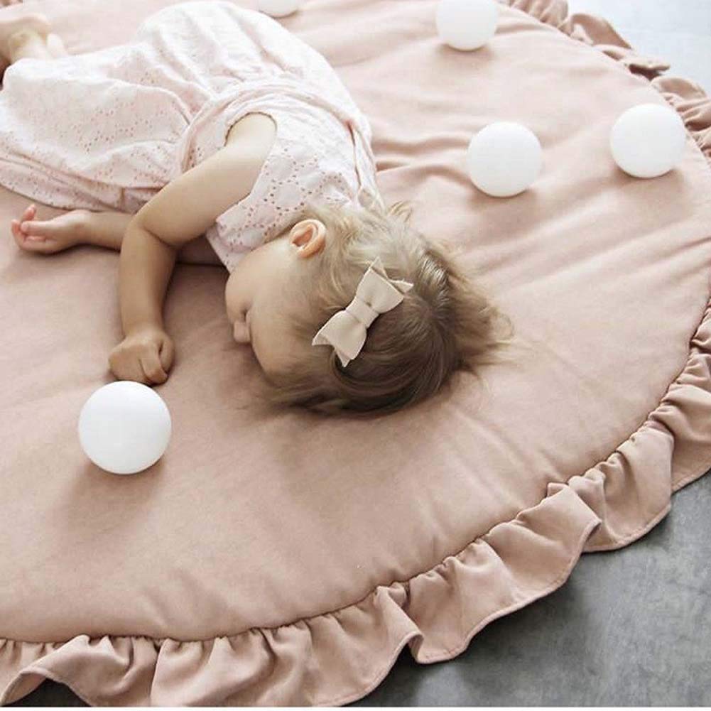 Soft Round Baby Play Mat - Non-Slip Kids Rug with Cartoon Design for Nursery & Playroom - Comfortable Dark Gray Playmat for Toddlers & Infants (Perfect for Crawling, Learning & Playtime Activities)