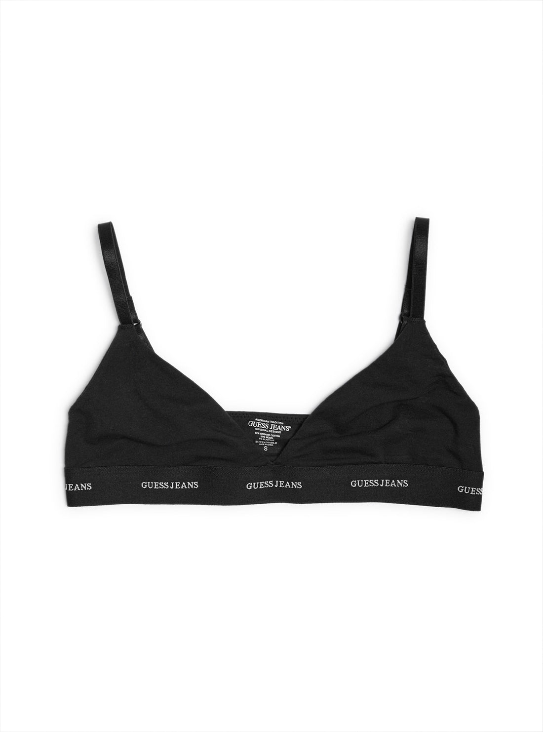 Guess Women's Black Triangle Bralette - Comfortable Lace Bralette for Everyday Wear | Perfect for Layering, Casual Outfits & Lounge Wear