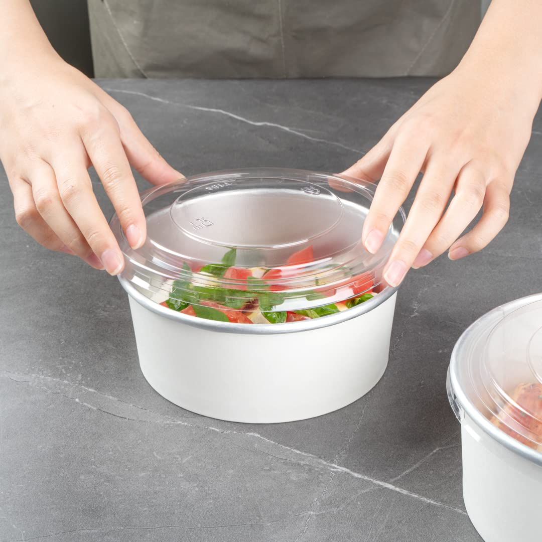 Disposable Clear Plastic Foil Lux Lids for 37oz & 42oz Takeout Containers - 200 Pack Lift Tab Food Container Lids (Containers Sold Separately) | Perfect for Restaurants, Catering & Food Delivery Services