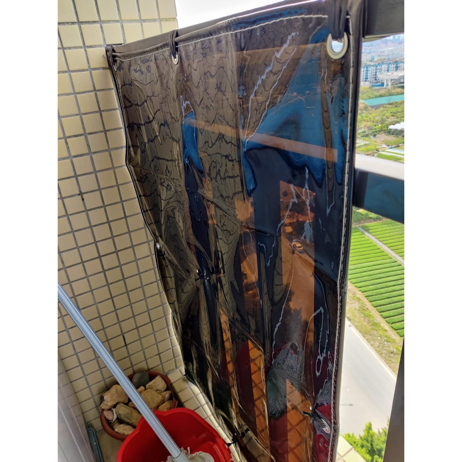 Heavy Duty Waterproof Tarpaulin - 520g/m² Black Transparent Plastic Tarp with Grommets for Greenhouse Cover, Car Protection, Outdoor Use (2.8x6m/9.2x19.7ft) | Weatherproof, Foldable & Durable for Camping, Construction & Emergency Shelter