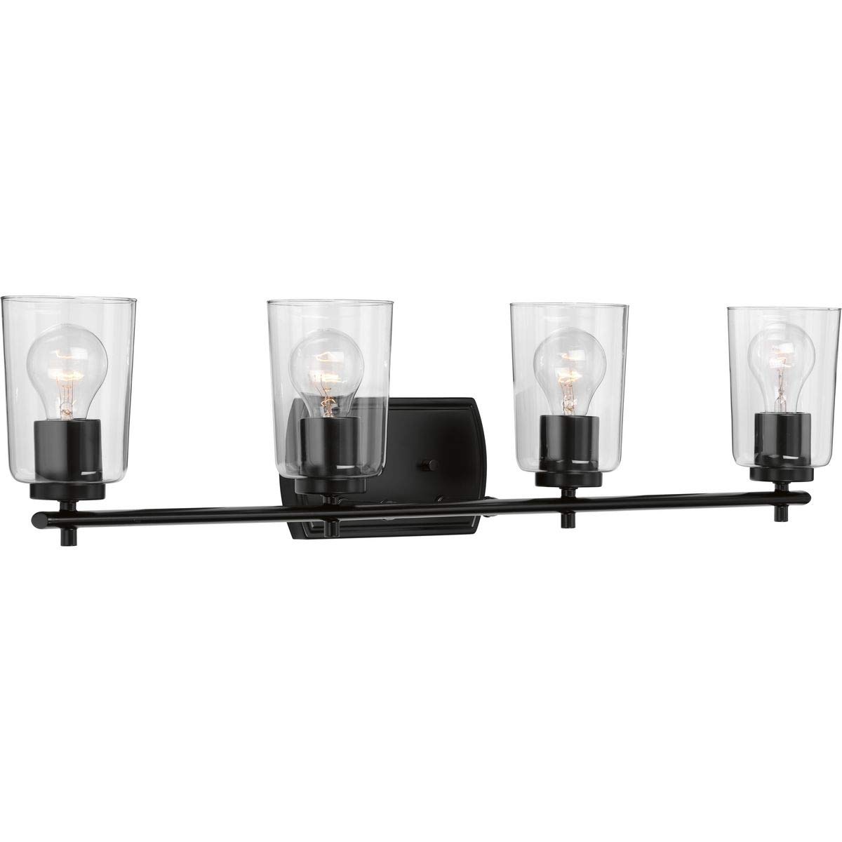 Progress Lighting Adley Collection 4-Light Black Traditional Bathroom Vanity Light - Perfect for Modern and Classic Bathroom Decor